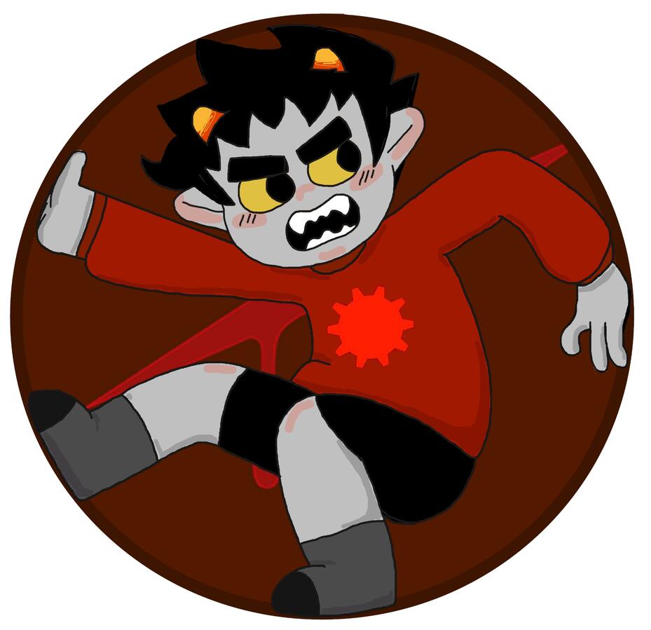Angry Karkat is yelling and using his limbs to push against the small bubble he is in.